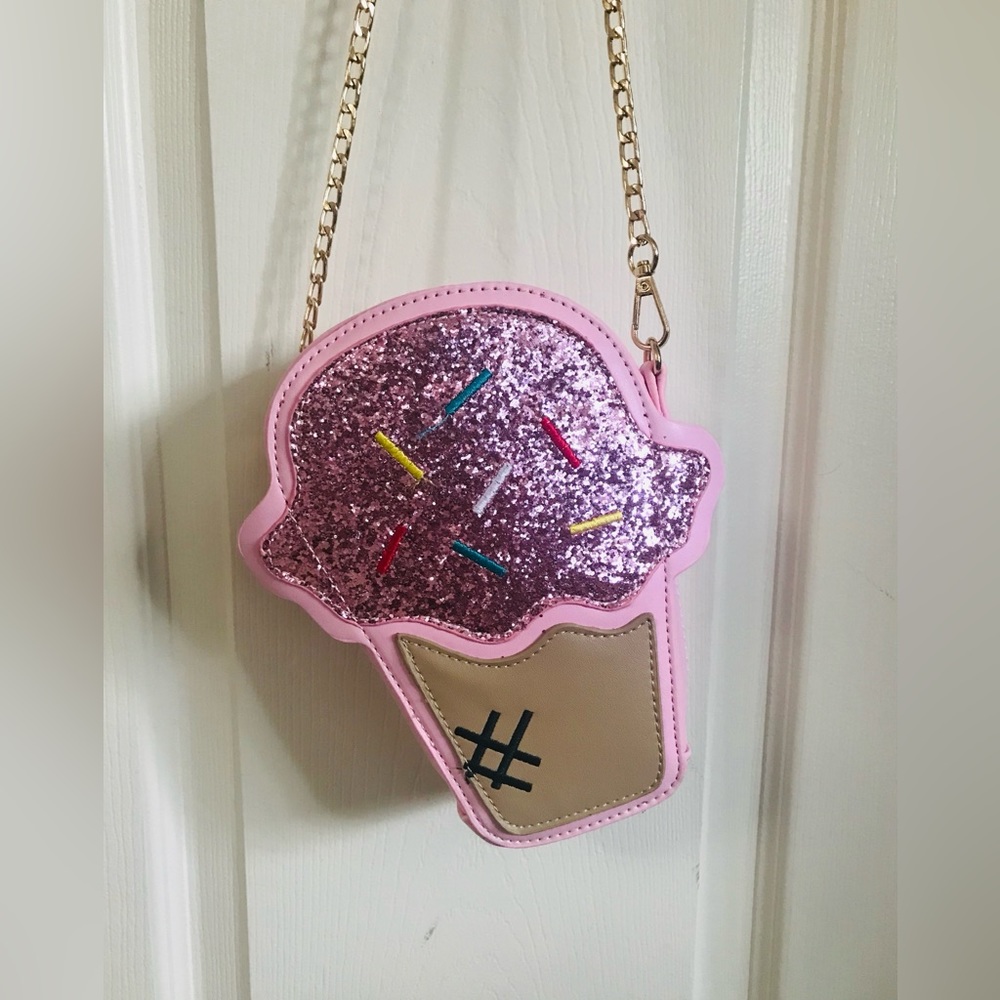 Pink Glitter Ice Cream Cone Purse
